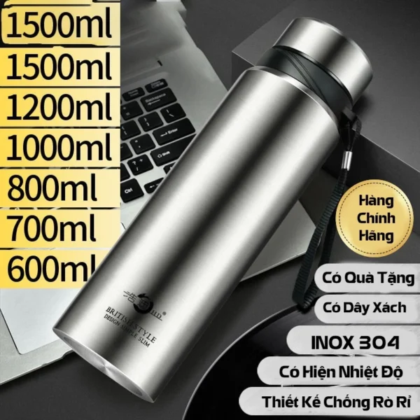 Bình Giữ Nhiệt Truthbottle Bình Đựng Nước lõi Inox 304, dung tích 600-1500ml -BTC01