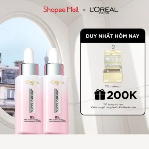 Bộ 2 Serum Glycolic Melasyl 8% [Melasyl+Glycolic+Niacinamide] dưỡng sáng da, mờ thâm mụn & nám Loreal Paris