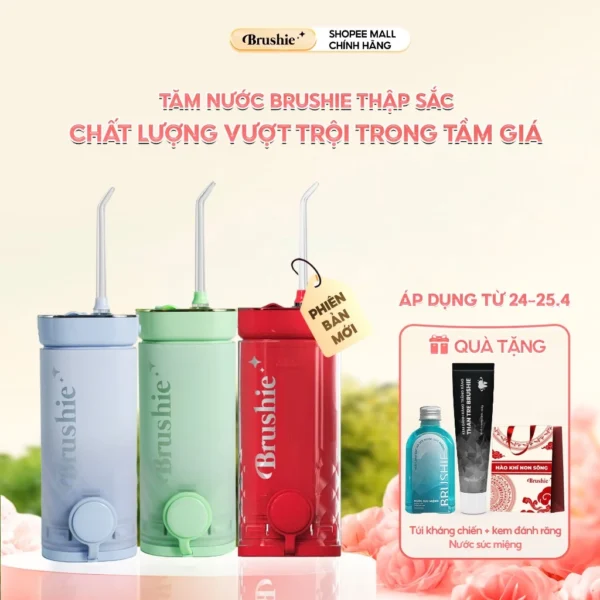 Tăm nước Brushie mini, flossie thập sắc CHÍNH HÃNG phiên bản cải tiến mới 2025