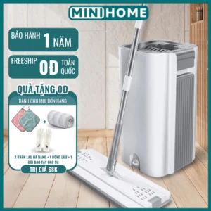 Cây lau nhà tự vắt thông minh bộ chổi lau nhà 360 độ đa năng bộ lau nhà 2 ngăn giặt vắt tiện lợi GOSI PLUS