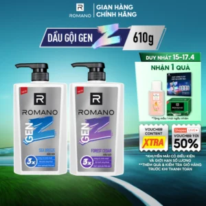 Dầu gội nam Romano Gen Z Hương Sea Breeze/ Forest Cedar 610g/ chai - 2 mùi hương có sẵn