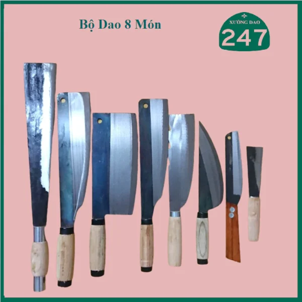 [ Được Xem Hàng ] Bộ dao nhà bếp 8 món chặt cây - chặt xương - chặt gà - dao thái thịt