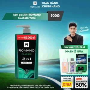 [Freeship] Tắm gội cho nam 2 trong 1 Romano 2in1 900g Classic