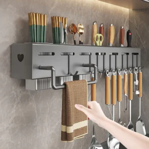 Giá Treo Đồ Nhà Bếp, Giá Cài Dao, Kéo, Đồ Dùng Nhà Bếp Đa Năng Bằng Inox Không Gỉ,Tặng keo dán cường lực MKS021