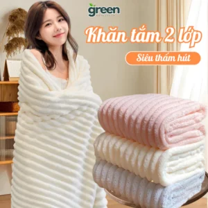 Khăn Tắm Siêu Thấm Hút Nước GreenHome, Khăn Mặt Sợi Cuộn To Dày Chất Liệu Cao Cấp Không Rụng Lông
