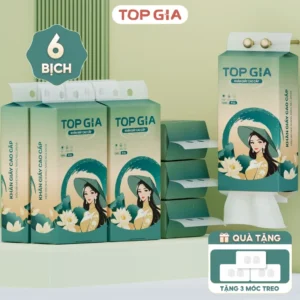 Khăn giấy vệ sinh treo tường Sắc Việt Top Gia 1280 tờ 4 lớp, giấy rút mềm mịn không bụi an toàn