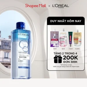 Nước tẩy trang và làm sạch sâu 3-in-1 L'Oreal Paris Micellar Water 400ml
