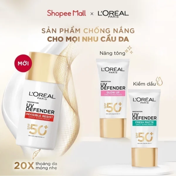 Sữa Chống Nắng Phổ Rộng Vô Hình Thoáng Da, Kháng Mọi Tác Động UV Invisible Resist SPF 50+ PA++++ L’Oréal Paris 50ml - Hình ảnh 8