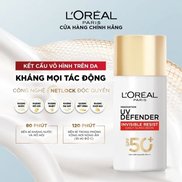 Sữa Chống Nắng Phổ Rộng Vô Hình Thoáng Da, Kháng Mọi Tác Động UV Invisible Resist SPF 50+ PA++++ L’Oréal Paris 50ml - Hình ảnh 3