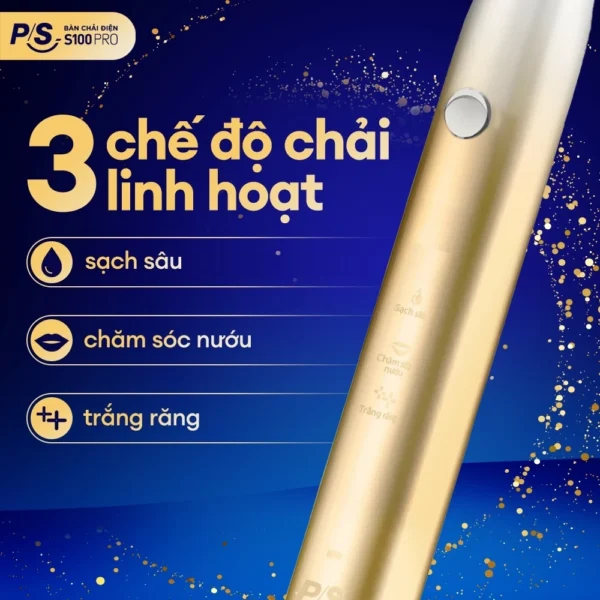Bàn Chải Điện P/S S100 PRO - Công Nghệ Sóng Âm, Chải Sạch Mảng Bám Tới 10X - Hình ảnh 5
