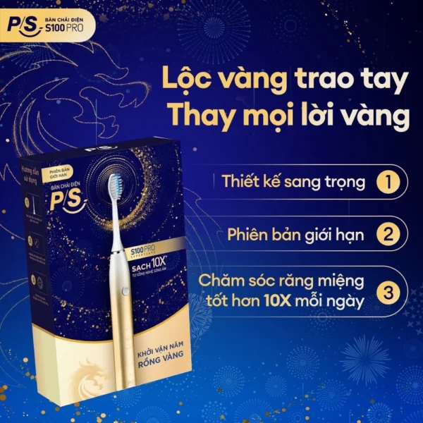 Bàn Chải Điện P/S S100 PRO - Công Nghệ Sóng Âm, Chải Sạch Mảng Bám Tới 10X - Hình ảnh 6