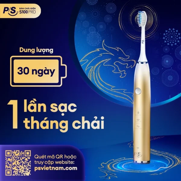 Bàn Chải Điện P/S S100 PRO - Công Nghệ Sóng Âm, Chải Sạch Mảng Bám Tới 10X - Hình ảnh 7