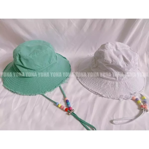 Nón Bucket Tua Rua Trơn Dây Hạt Hàn Quốc: Mũ Tai Bèo Chống Nắng Unisex - Hot Trend 2025 - Hình ảnh 8