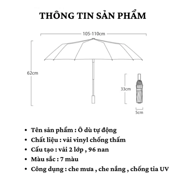 Ô Dù Sumi 96 Nan Tự Động Gấp Gọn: Chống UV - "Bảo Bối" Mùa Nắng Nóng - Hình ảnh 4