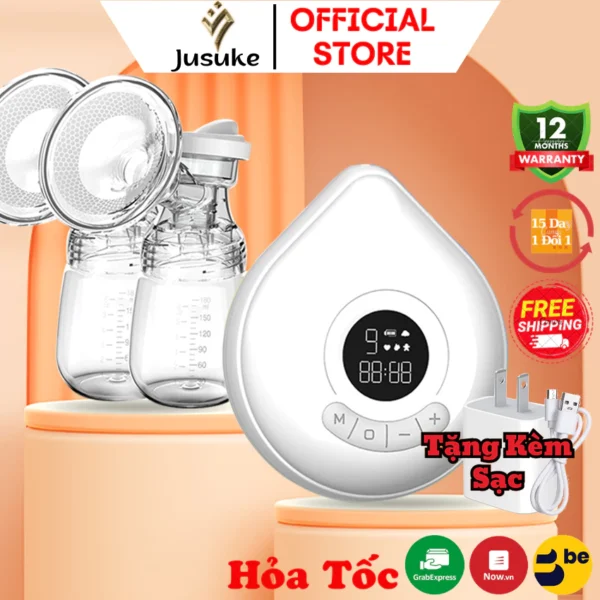 Máy hút sữa điện đôi JUSUKE Realbubee Nhật Bản 9 cấp độ hút nhanh chóng êm ái bảo hành 1 năm