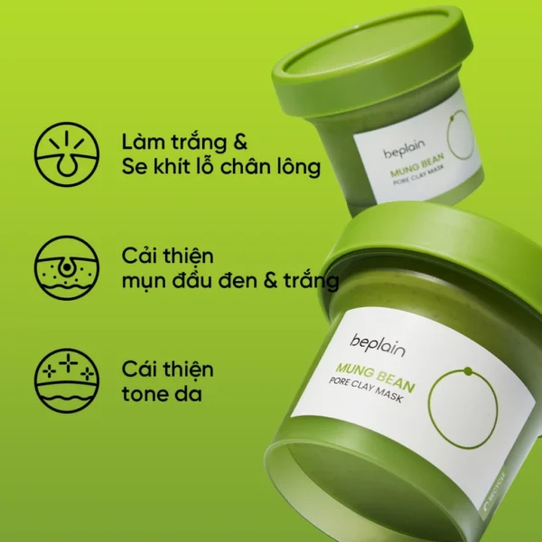 Mặt nạ đất sét BEPLAIN X LeoJ 120ml chiết xuất đậu xanh se khít lỗ chân lông giảm mụn đầu đen - Hình ảnh 7