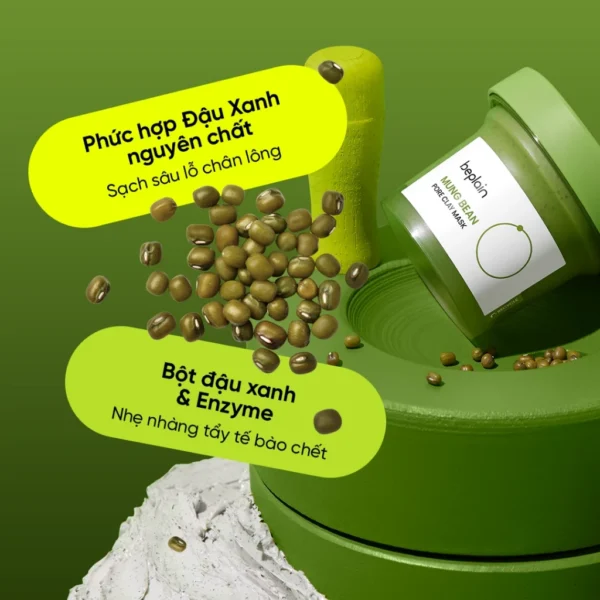 Mặt nạ đất sét BEPLAIN X LeoJ 120ml chiết xuất đậu xanh se khít lỗ chân lông giảm mụn đầu đen - Hình ảnh 6