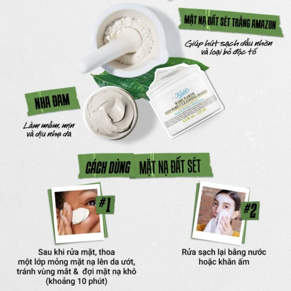 Mặt nạ đất sét Kiehl's Rare Earth Deep Pore Cleansing Masque 28ml - Hình ảnh 3