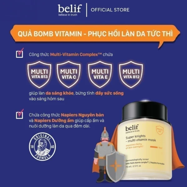 và Mặt nạ ngủ dưỡng ẩmphục hồi da chuyên sâu belif Multi Vitamin Mask 75ml - Hình ảnh 6