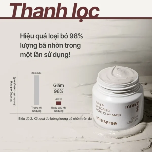 Siêu mặt nạ đất sét tro núi lửa giảm nhờn, thu nhỏ lỗ chân lông INNISFREE Super Volcanic Pore Clay Mask 100ml - Hình ảnh 3