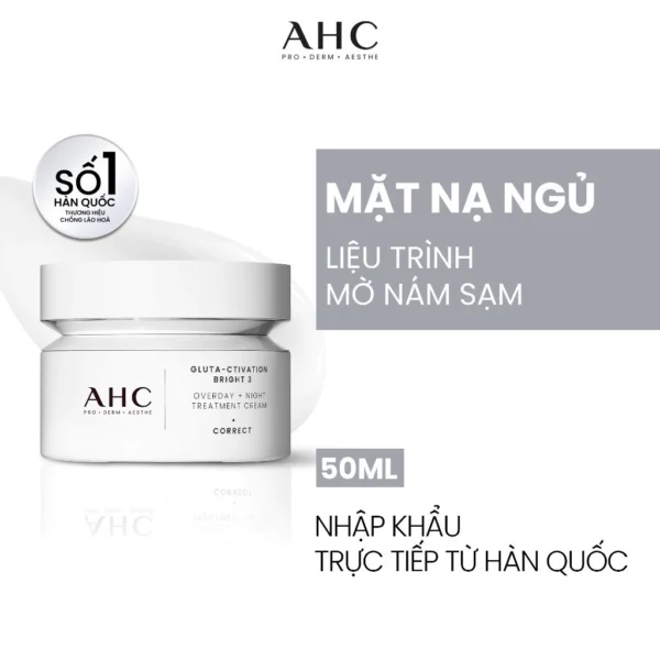 Kem dưỡng kiêm mặt nạ ngủ mờ nám sáng da PROSHOT GLUTA-CTIVATION BRIGHT 3 AHC 50ML - Hình ảnh 3