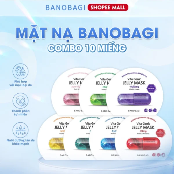 COMBO 10 Miếng Mặt Nạ BANOBAGI PREMIUM Thế Hệ Mới, Dưỡng Da Chuyên Sâu Dành Cho Mọi Loại Da 30ml