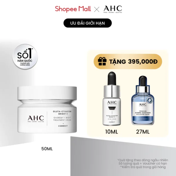 Kem dưỡng kiêm mặt nạ ngủ mờ nám sáng da PROSHOT GLUTA-CTIVATION BRIGHT 3 AHC 50ML