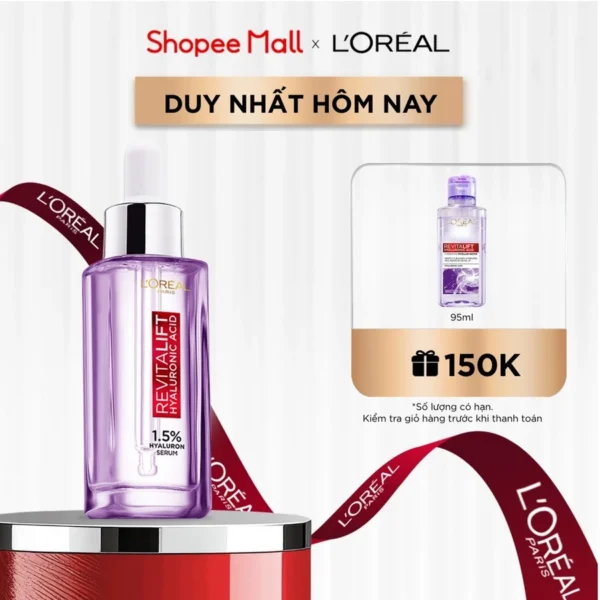 Serum siêu cấp ẩm & giảm nếp nhăn L'Oreal Paris Revitalift Pure Hyaluronic Acid 1.5% 30ml