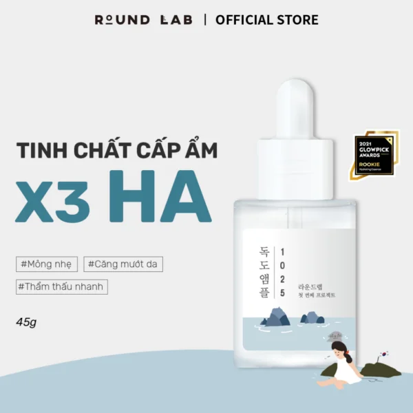 Tinh Chất Dưỡng Da Round Lab 1025 Dokdo Ampoule 45g giúp làm dịu tình trạng da nhạy cảm