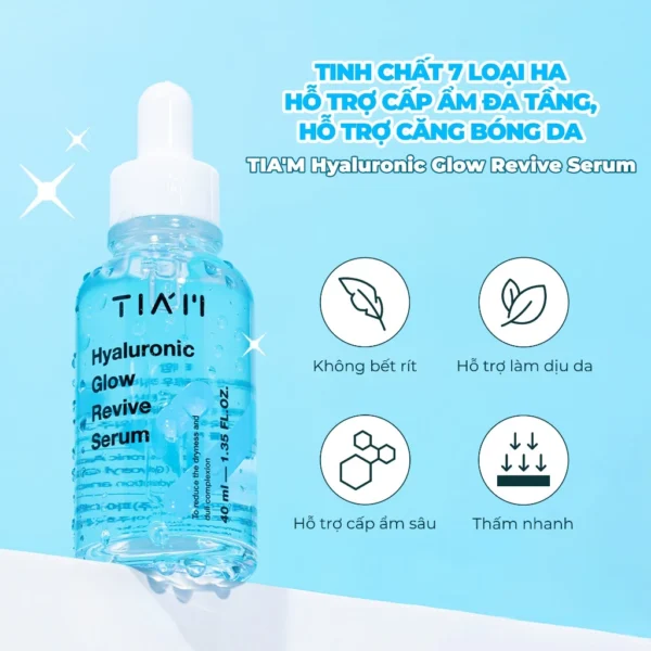 Serum HA Cấp Nước, Hỗ Trợ Căng Bóng Da TIA'M Hyaluronic Glow Revive Serum 40ml - Hình ảnh 4