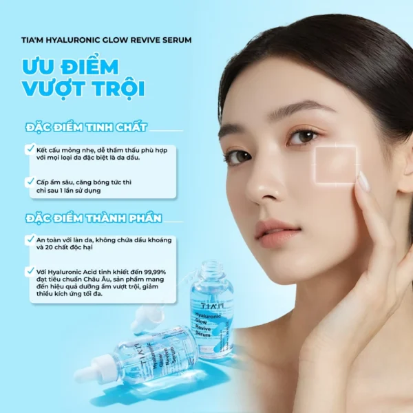 Serum HA Cấp Nước, Hỗ Trợ Căng Bóng Da TIA'M Hyaluronic Glow Revive Serum 40ml - Hình ảnh 6